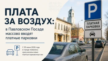 Плата за воздух: в Павловском Посаде массово вводят платные парковки Плата за воздух: в Павловском Посаде массово вводят платные парковки